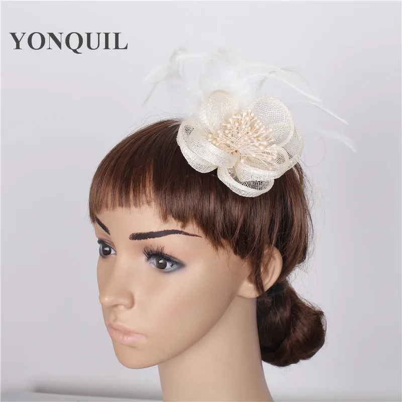 Классический Цвет головной убор Sinamay головные уборы красочные сетки платье с радугой пера; нарядная одежда; Показать аксессуары для волос шляп Клубная Кепка 3 шт./лот