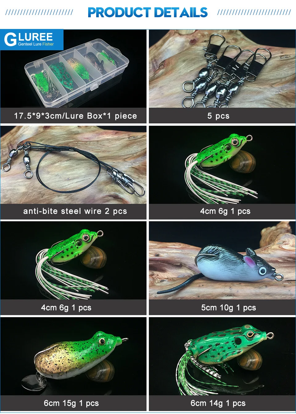GLUREE-5Pcs-Frog-Fishing-Lures-Set-Topwater-Floating-Ray-Frog-Artificial-Bait-Minnow-Crank-Soft-Bait-Fishing-Tackle-Double-Hooks_04