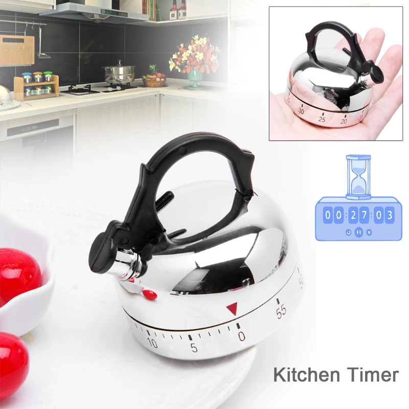 

AIMOMETER New Countdown timer 60-Minute Countdown Kitchen Cooking Mechanical Alarm Timer Clock Kettle Shape