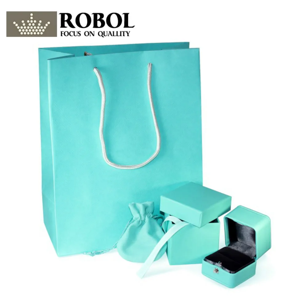 

ROBOL Charm TIFF Original Classic Ring Jewelry Protection Box Set Simple Tote Bag Jewelry Bag Gift Valentine Ring High-End Box
