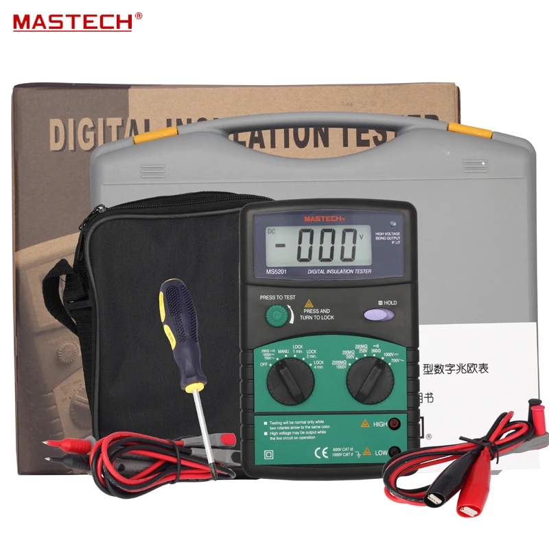 

MASTECH MS5201 Digital Megger Insulation Resistance Tester Sound and Light Alarm