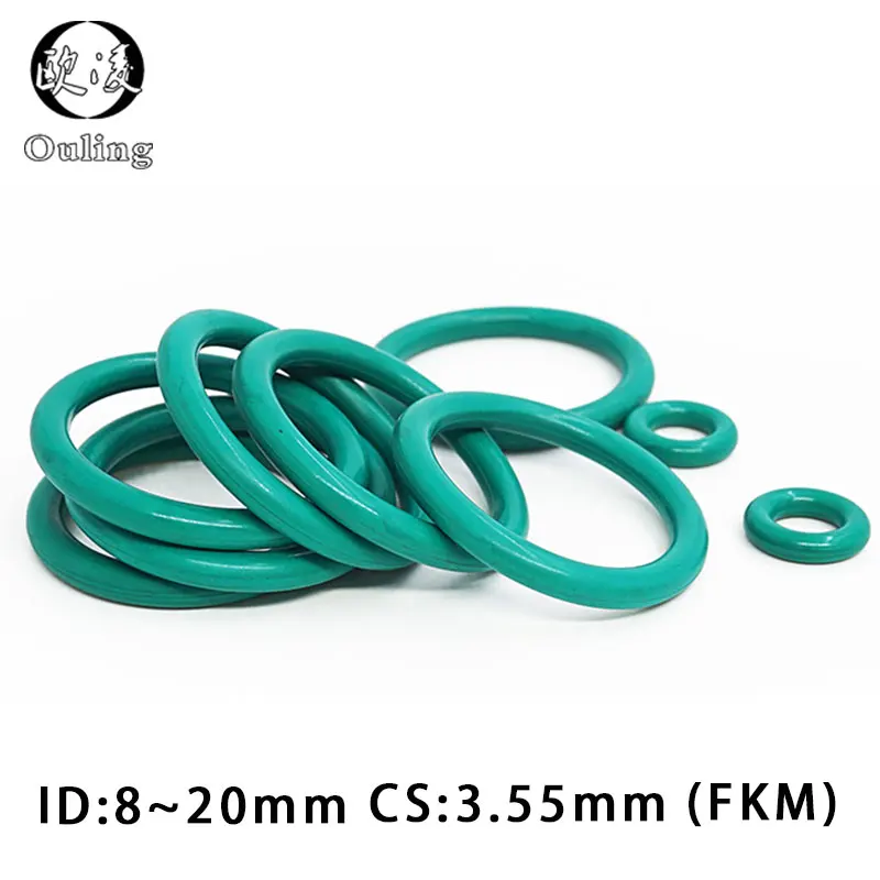 

10PCS/lot Rubber Rings Green FKM O ring Seal CS3.55mm ID8/9/10/11/12/13/14/15/16/17/18/19/20mm Rubber O-Rings Seal Gasket Washer
