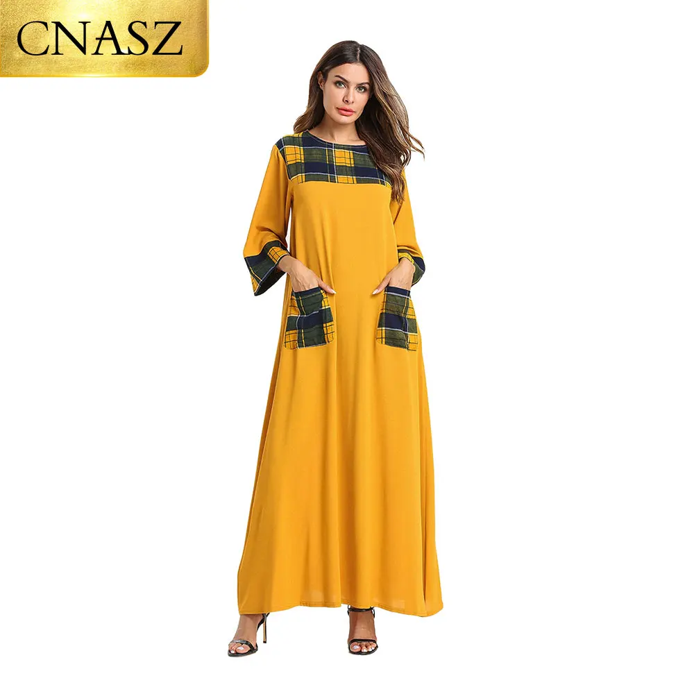 2018 ОАЭ абайя, кафтан платье из Дубая джинсовые карманы женские мусульманские платья jilбаб арабский Бангладеш турецкая исламская одежда