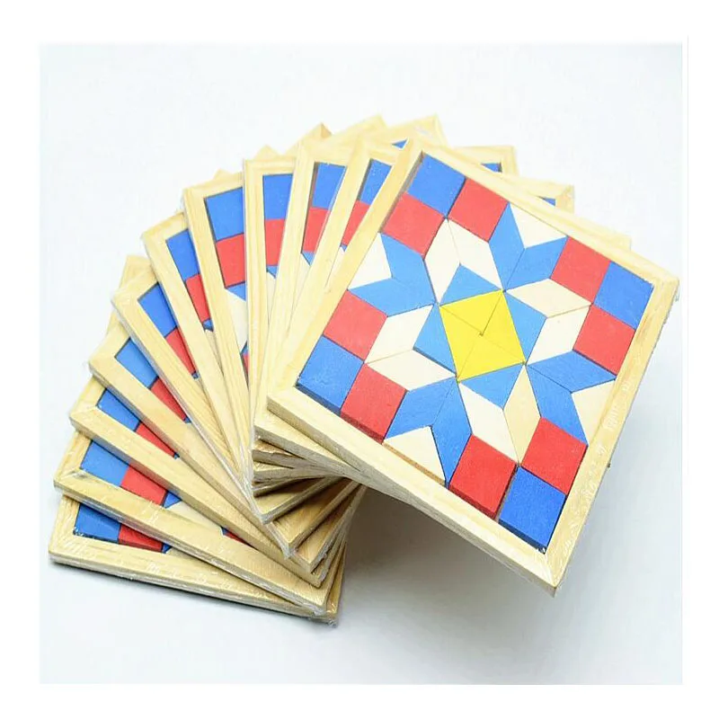 

2018 Logic Puzzles Wooden Toys Tangrams Geometry Rhombus for Children Training Brain IQ Games Jigsaw Puzzle Kids Gifts