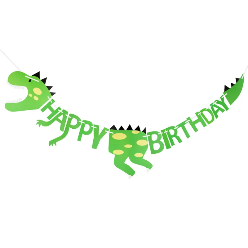 WEIGAO динозавр день рождения Декор Зеленый Динозавр фольгированные гелиевые шары шар динозавр вечерние бумажные баннер Дикие один принадлежности для рождения детей - Цвет: Paper banner 1