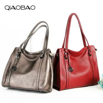 QIAOBAO 100% Genuine Leather Women Casual Totes Top-handle Bags Women Handbags Female Shoulder Bags Feminina Bolsos Sac QIAOBAO 100% Genuine Leather Women Casual Totes Top-handle Bags Women Handbags Female Shoulder Bags Feminina Bolsos Sac