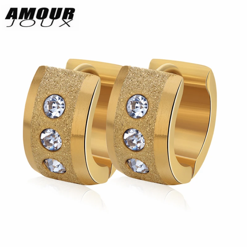 Женские и мужские серьги гвоздики AMOURJOUX модные матовые золотистые из нержавеющей