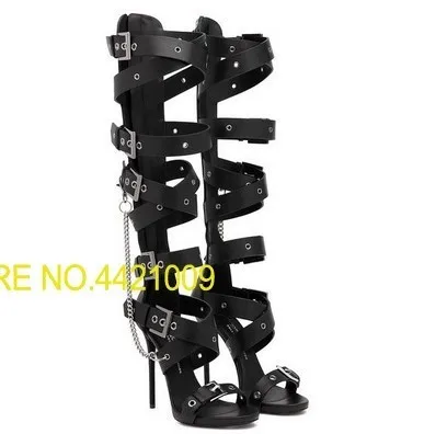 

Runway Fashion Sandals 2018 Women Gladiator High Heeled Sandals Black Female Dress Wedding Sandals Beach Cool Sandalias
