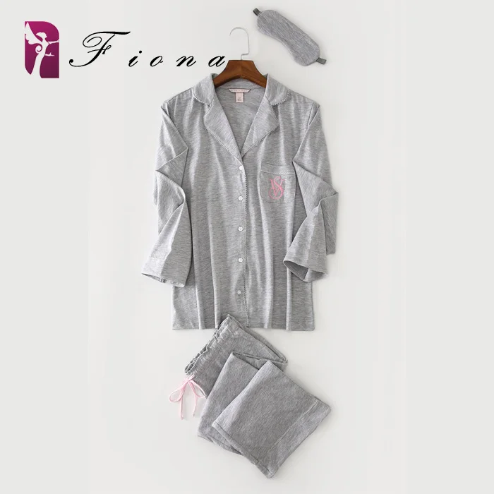 2016 Exclusive New Arrival VS Cotton Woman Night Pajamas Sexy Nightwear Grey Color SW1065