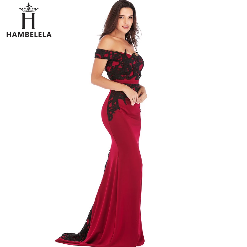 HAMBELELA vestido de festa, облегающее длинное платье с кружевным топом и лифом в форме русалки, вечернее платье, очаровательное свадебное платье