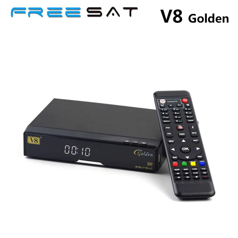

Genuine Freesat V8 Golden Set Top Box DVB-S2 DVB-T2 Satellite TV Combo Receiver Support PowerVu Biss Key Cccamd Newcamd USB Wifi