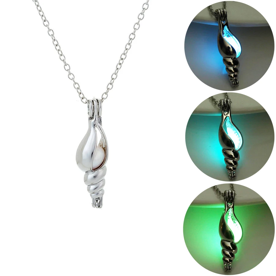 Милое глянцевое ожерелье с кулоном ракушка шка светящиеся камни подвеской для