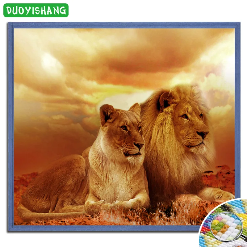 DUOYISHANG Мужской лев и львица Алмазная картина вышивка крестиком полная Алмазная вышивка пара львов Стразы Картина ручная работа