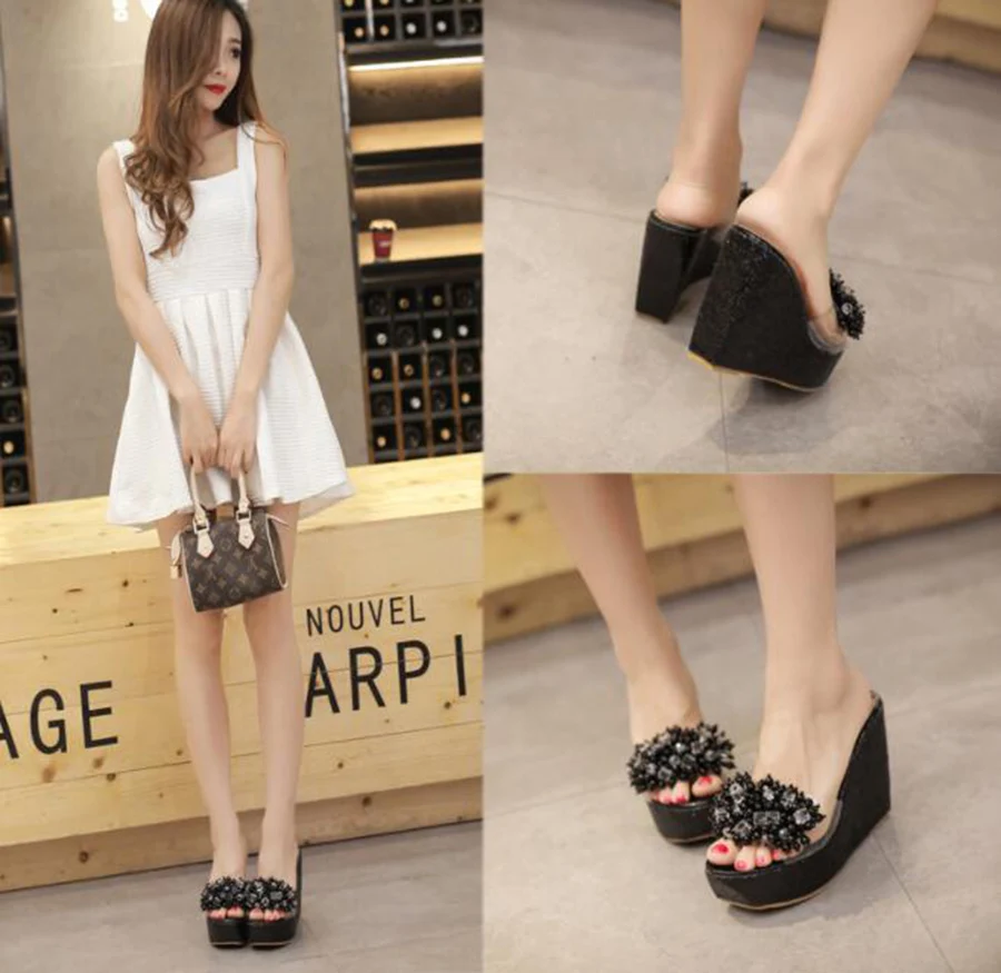 waterproof platform thick heel casual slippers