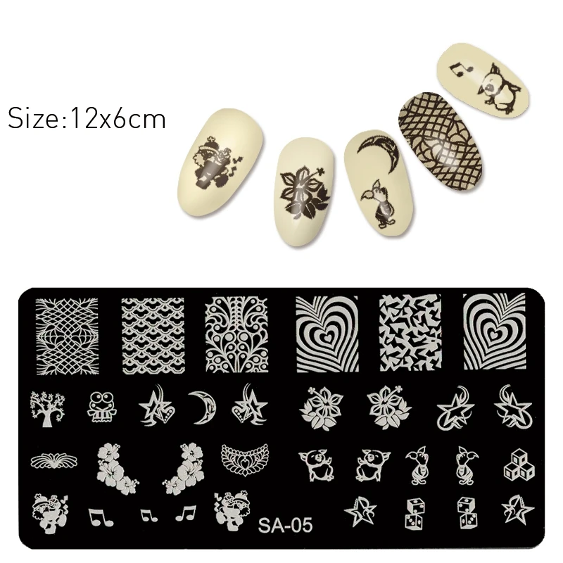

6CM*12CM Nail Art Stamping Plates Fashion Designs Nail Template Stencil 3D Nail Stamp Tools flower stencils print