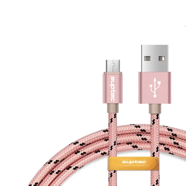 SUPTEC 2 м 3 м микро USB кабель 2.4A Быстрая зарядка данных зарядный кабель для Android samsung S6 S7 Edge Xiaomi huawei MP3 Microusb шнур - Цвет: Rose gold