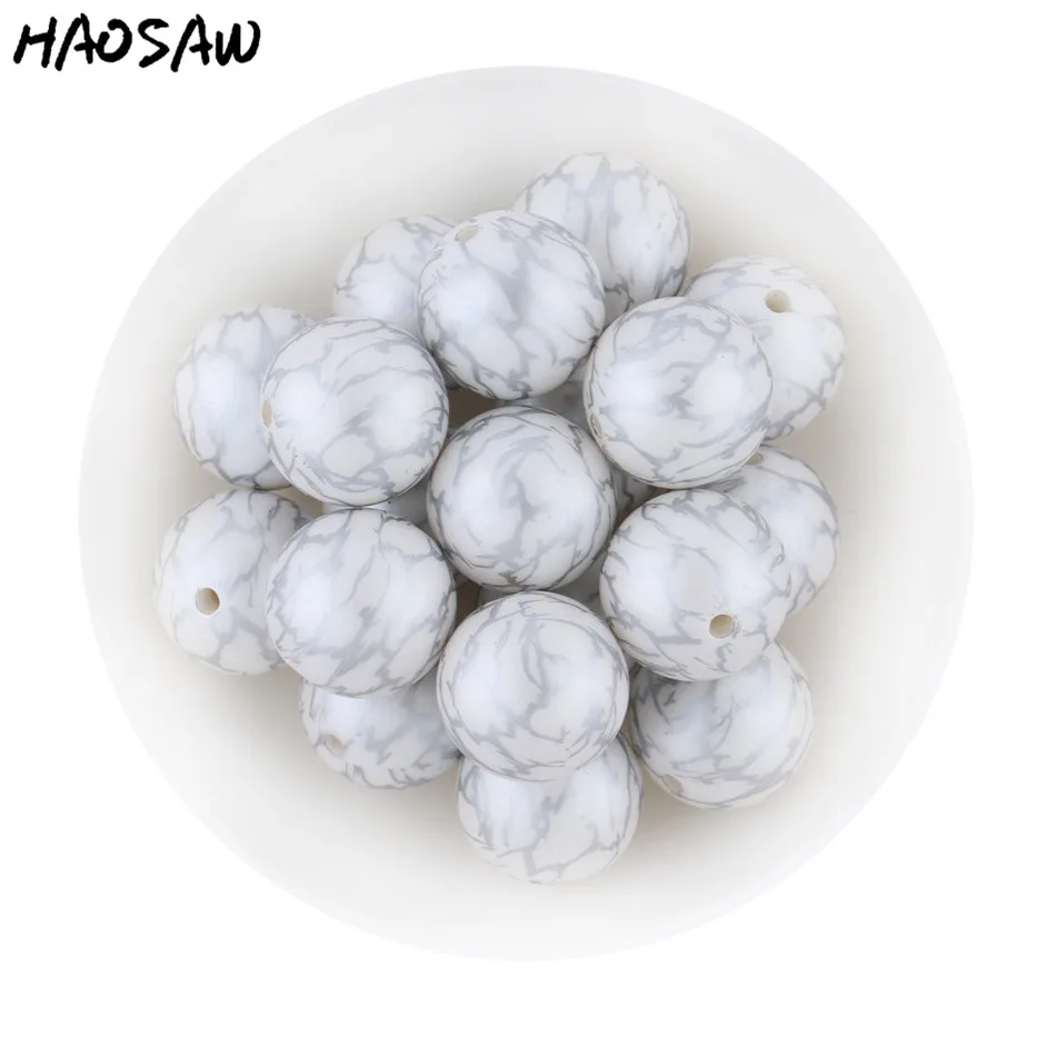 

New Arrival 20MM 100Pcs/Lot Shinny Printing White Color Matte Pearl Beads For Kids Chunky DIY Jewelry KQWB-701283