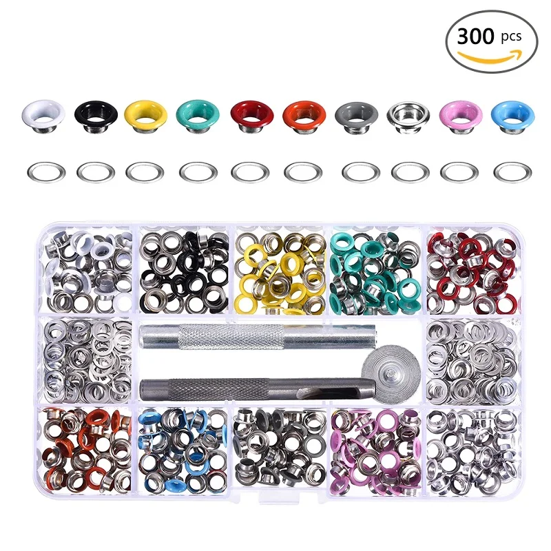 

300PCS 5MM Diameter Colorful Eyelet Buckles Mounting Tools Diy Leather Craft Rivets Replacement