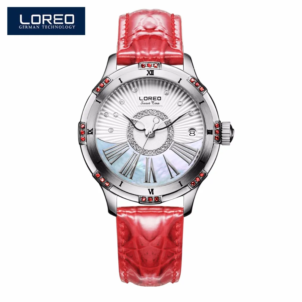 

LOREO Leather Strap Watches Automatic Winding Mechanical Movement Wrist Watch For Women Business Waterproof Dress Watch AB2068