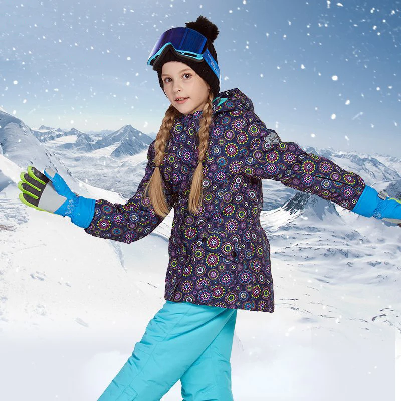 Dollplus/комплекты для детей Зимний спортивный костюм для девочек, ветрозащитные водонепроницаемые куртки и лыжные штаны детский лыжный комплект для девочек, уличная теплая одежда