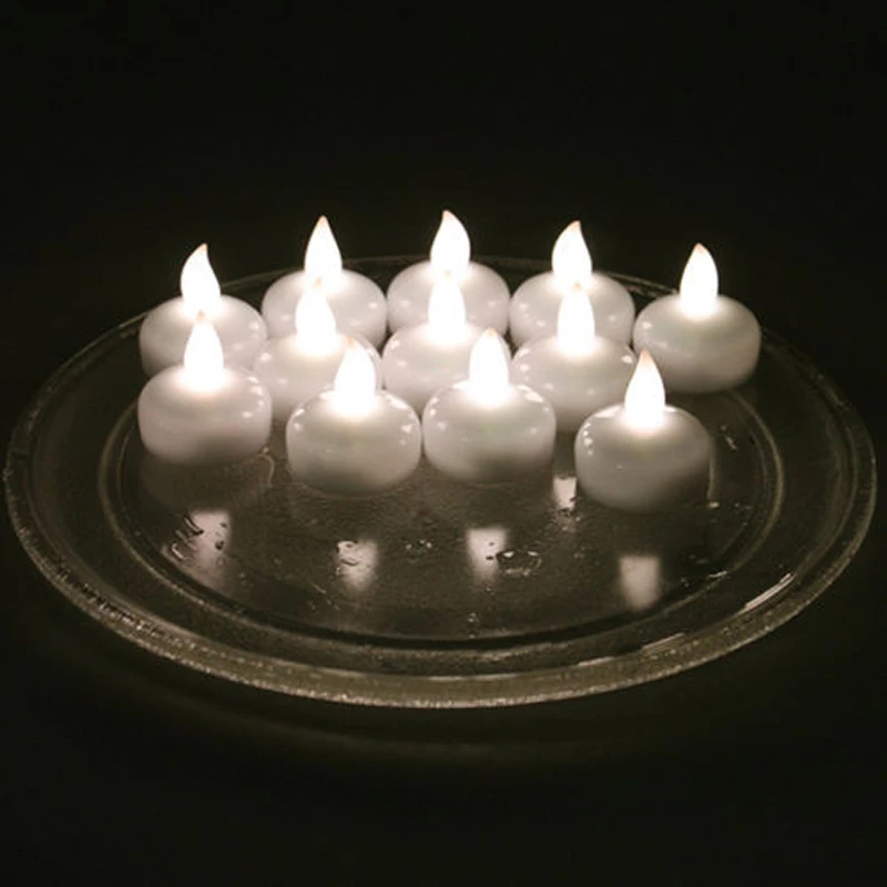 50pcs White Waterproof Floating Flameless LED Tealight Tea Candles Light for Wedding Birthday
