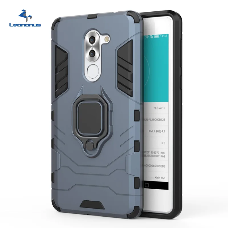 

Metal Holder Stand Case For Huawei Honor 6X Phone Case Magnetic Adsorption Ring Bracket Capa TPU+PC Case For Honor6X Matte Shell