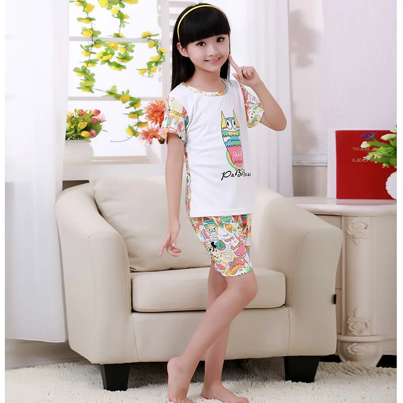

Kid Cartoon Cat The Snow White Princess Sleeping Wearing Set T- Shirt and Shorts Clothing 2 Pieces Children Pajamas