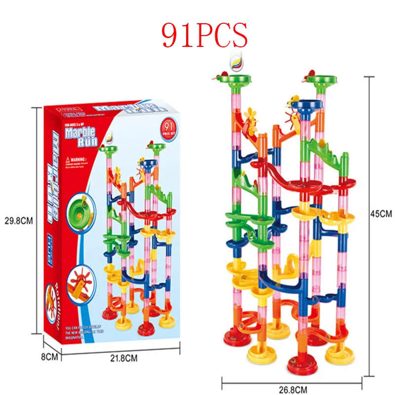 105 шт. 5 стилей DIY мраморный трек бегать лабиринт стеклянные шарики трек строительные блоки детский Рождественский подарок для ребенка развивающие игрушки - Цвет: 91pcs box