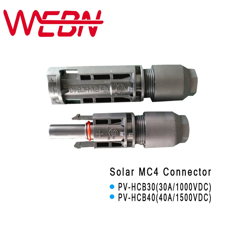 

PV-HCA30 30A 1000VDC/PV-HCB40 40A 1500VDC PV Photovoltaic Male Female Solar MC4 Connector for Cable TUV IEC Standard 10 Pairs