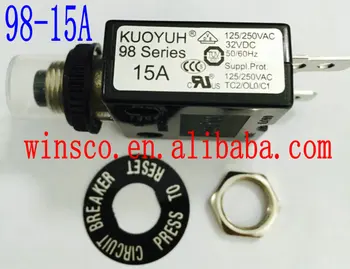 

98-15A Waterproof cap 100% NEW KUOYUH CIRCUIT BREAKER 98 SERIES 15A 10PCS/LOT