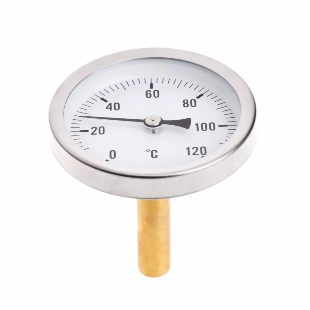 63mm Dial Horizontal Thermometer Aluminum Temperature Gauge Meter