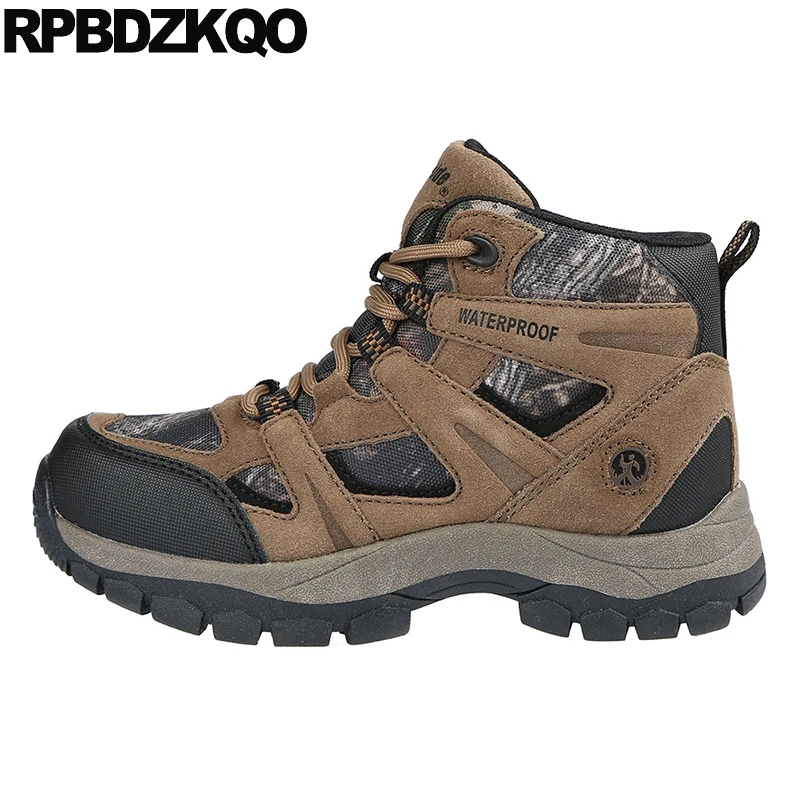 

Brown Booties High Sole Shoes Men Non Slip Lace Up Short Outdoor Thick Soled Ankle Hiking Boots Quality Genuine Leather Suede