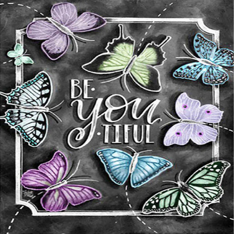 

LaoJieYuan Diamond Painting Full Drill Square/Round Daimond Painting"Chalkboard Drawing Butterfly Card Art" Embroidery