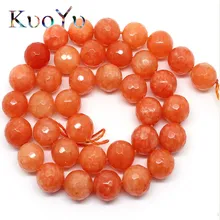 Натуральный граненый оранжевый халцедон Камень круглый незакреплённые бусины для изготовления ювелирных изделий 15," 4/6/8/10/12 мм, Фурнитура для бижутерии, Браслеты кулон Цепочки и ожерелья
