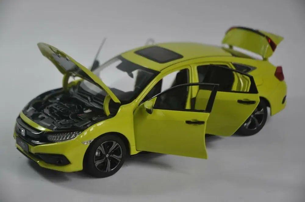 1:18 Модель литья под давлением для Honda Civic 2019 MK10 желтый седан игрушечный автомобиль