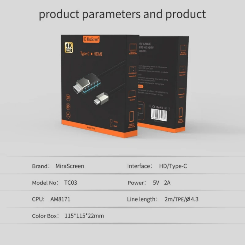 Высокое разрешение Plug-and-игровой адаптер ConnectorType-C к HDMI Беспроводной экранный преобразователь для телефона проектор для ноутбука телевидение