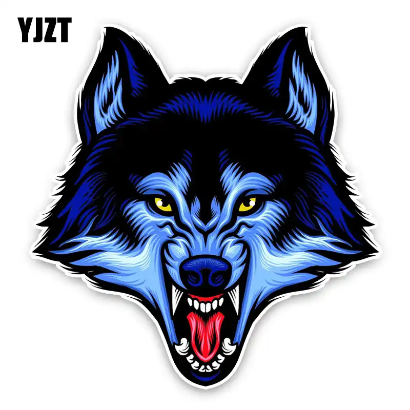 YJZT 14,1*14,6 CM interesante dibujo animado enojado encantador Lobo cabeza  de color pegatina PVC para coche decoración C1 5440|Pegatinas para coche| -  AliExpress