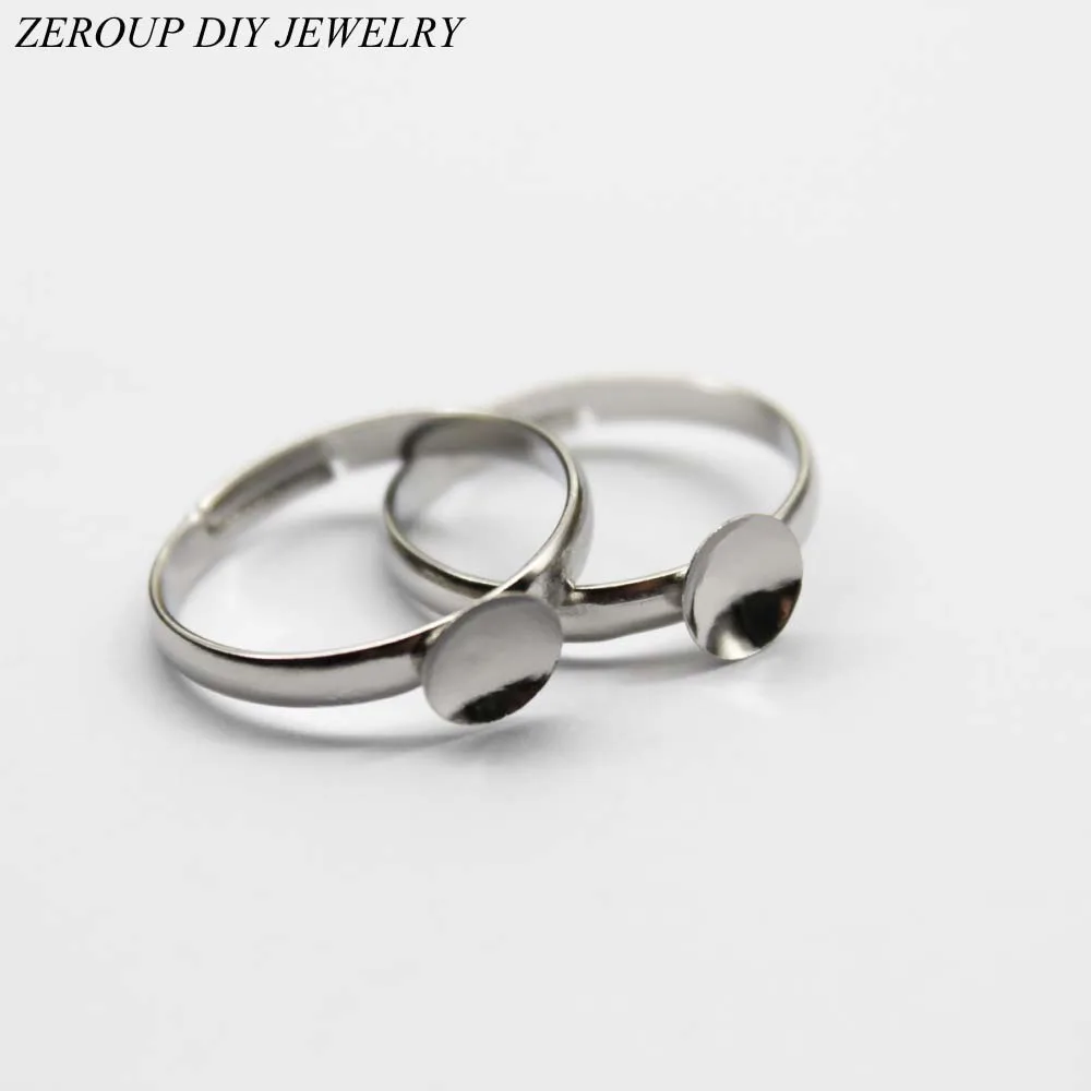 

ZEROUP 20pcs fit 8-12mm Ball Base Silver Plated Ring Setting Adjustable Cameo Blanks Supplies for Jewelry J-004