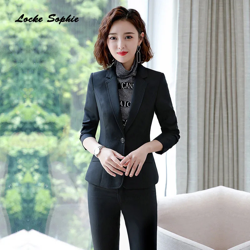 1pcs Women Plus size Blazers coats 2019 Autumn cotton Splicing Long sleeves Black Small Suits jackets ladies Skinny Blazers Suit