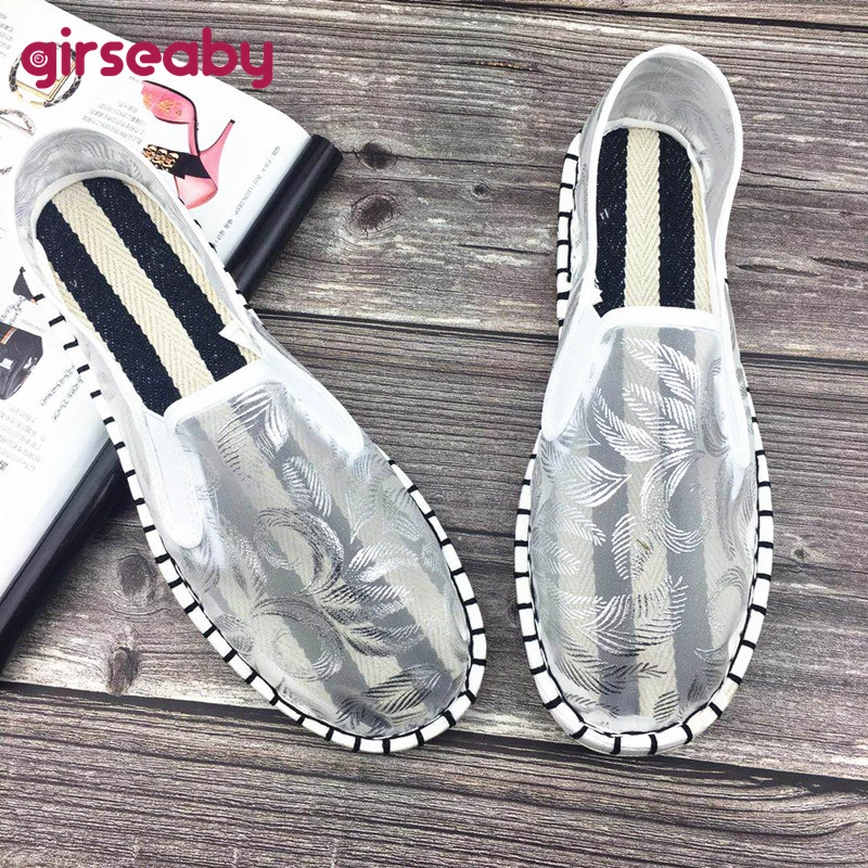 

Girseaby Shoes women Mesh Hemp Espadrilles Slip-on Summer Lace breathable Black sapatos de mujer size 38-45 F689