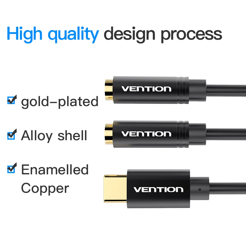 Кабель для наушников Vention Type C 3 5 мм адаптер USB 1 Jack аудио Aux кабель Xiaomi Mi6 динамик
