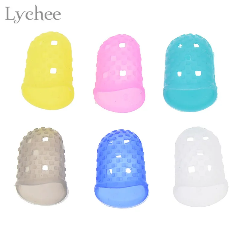 

Lychee 4pcs Silicone Thimble Finger Protector For Stitching Hollowed Out Finger Picks Protector DIY Sewing Needlework Tools