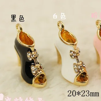 

10pcs/lot 20*23mm Fashion Enamel pendant with Rhinestone fish head shoes Charm for bracelet DIY Jewelry Accessories handmade
