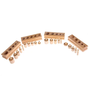 

Montessori Educational Wooden Toys For Children Cylinder Socket Blocks Toy Baby Development Practice and Senses 4pc/1 set