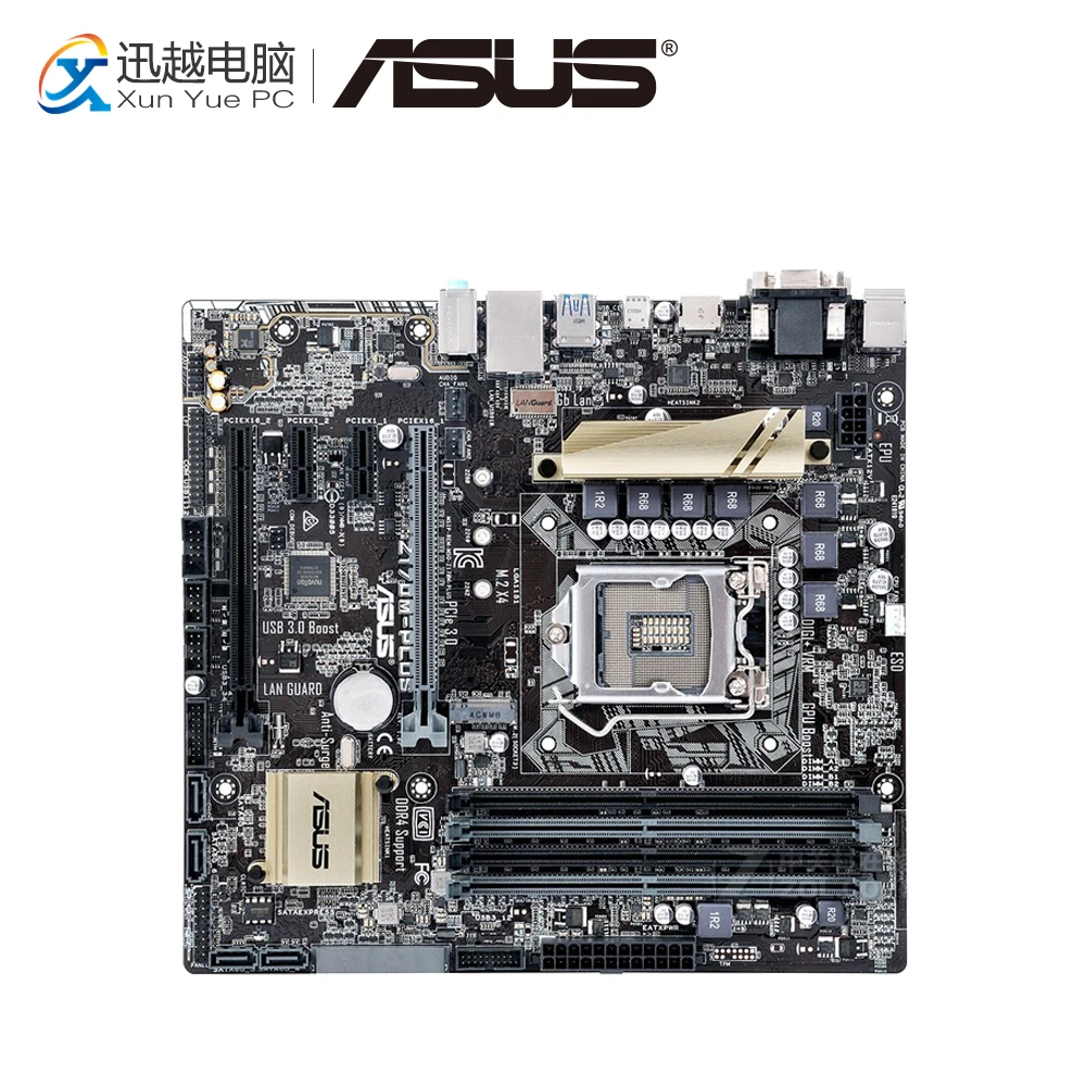 Asus Z170M PLUS настольная материнская плата Z170 разъем LGA 1151 для Core i7 i5 i3 DDR4 64G USB3.0 M.2 Micro ATX