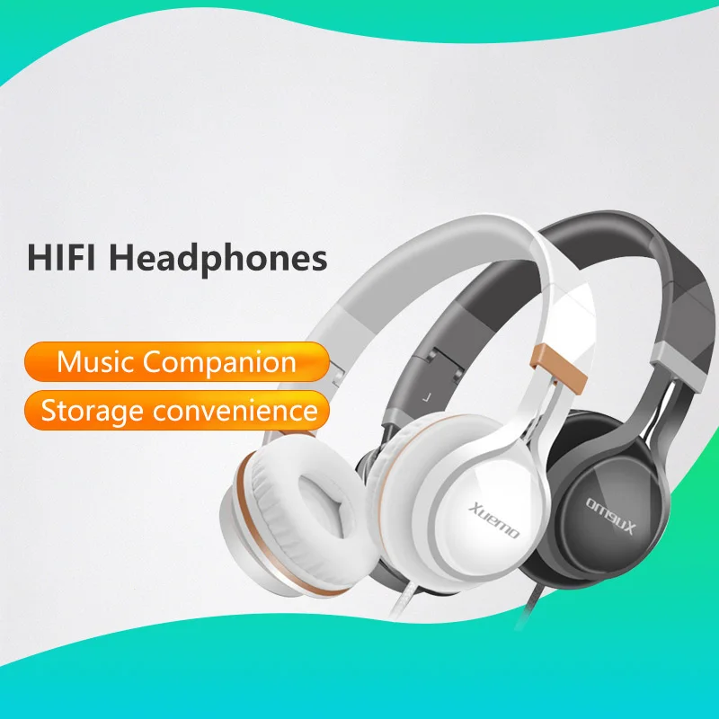 HIFI Headphones with Microphone and Volume Control Foldable Headset