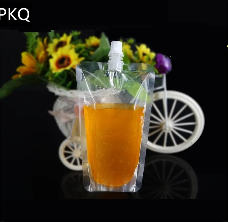 100pcs Clear Self sealed Plastic Beverage Bag DIY Drink Container