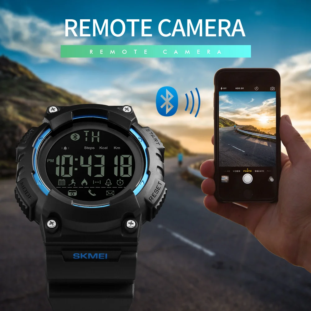 

SKMEI Men Smart Watch Pedometer Remote Camera Call Reminder Digital Wristwatches Waterproof Man Sport Watches Relogio Masculino