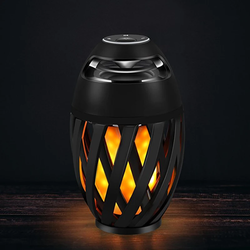 Led Flame Table Lamp Bluetooth Speaker Outdoor Portable Waterproof