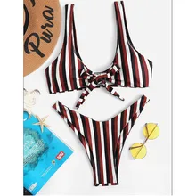 MUQGEW женский полосатый бандажный комплект бикини пуш-ап бразильский пляжная одежда купальники купальник полосатый купальник женский комплект бикини#18